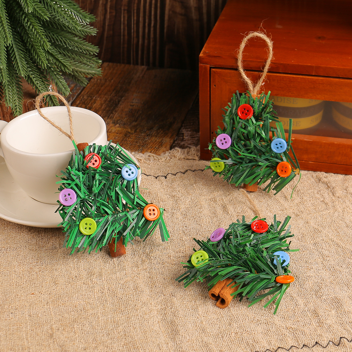 Botones de Navidad transfronterizos accesorios de colgante de árbol de Navidad ventanas navideñas colgante de árbol de Navidad decoración de escena