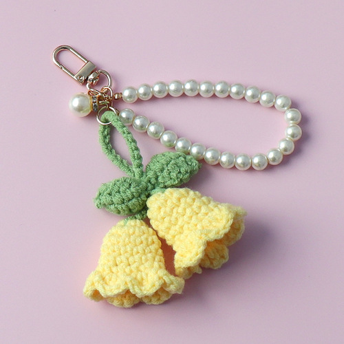 High-quality bellflower pendant, cute forest style finished handmade knitting bag keychain hanging decoration hook weaving 