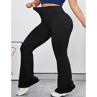 Cross-border Quick-drying Wide-leg Flared Pants High Waist Hip-lifting Abdominal High Elastic Body Shaping Slimming European and American Foreign Trade Yoga Pants Women