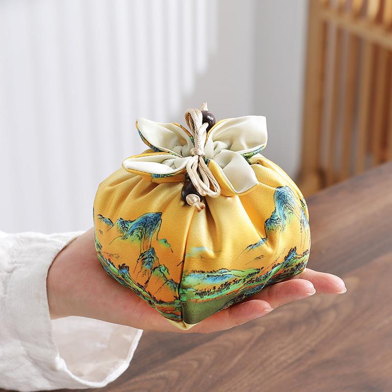 Taza Express hecha a mano bolsa de almacenamiento de viaje juego de té bolsa de tela portátil juego de té accesorios engrosada resistente a la caída bolsa de té
