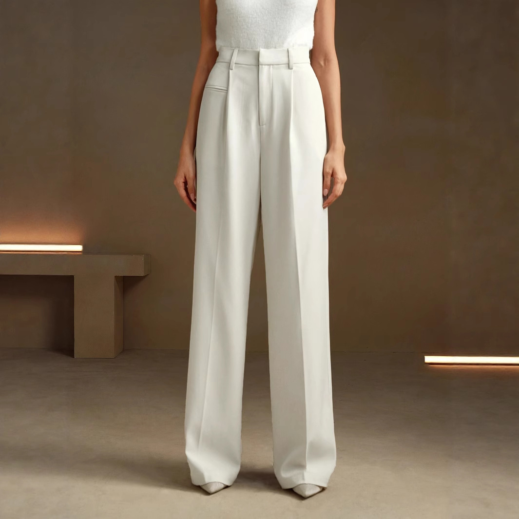 Summer High-Waisted Wide Leg Pants – Breathable Solid Color Trousers With Flowy Silhouette (XS-XL)_voghion.com