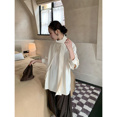 万为 法式结构设计衬衣女2025秋新款围裹式飘带领莱赛尔衬衫P3860