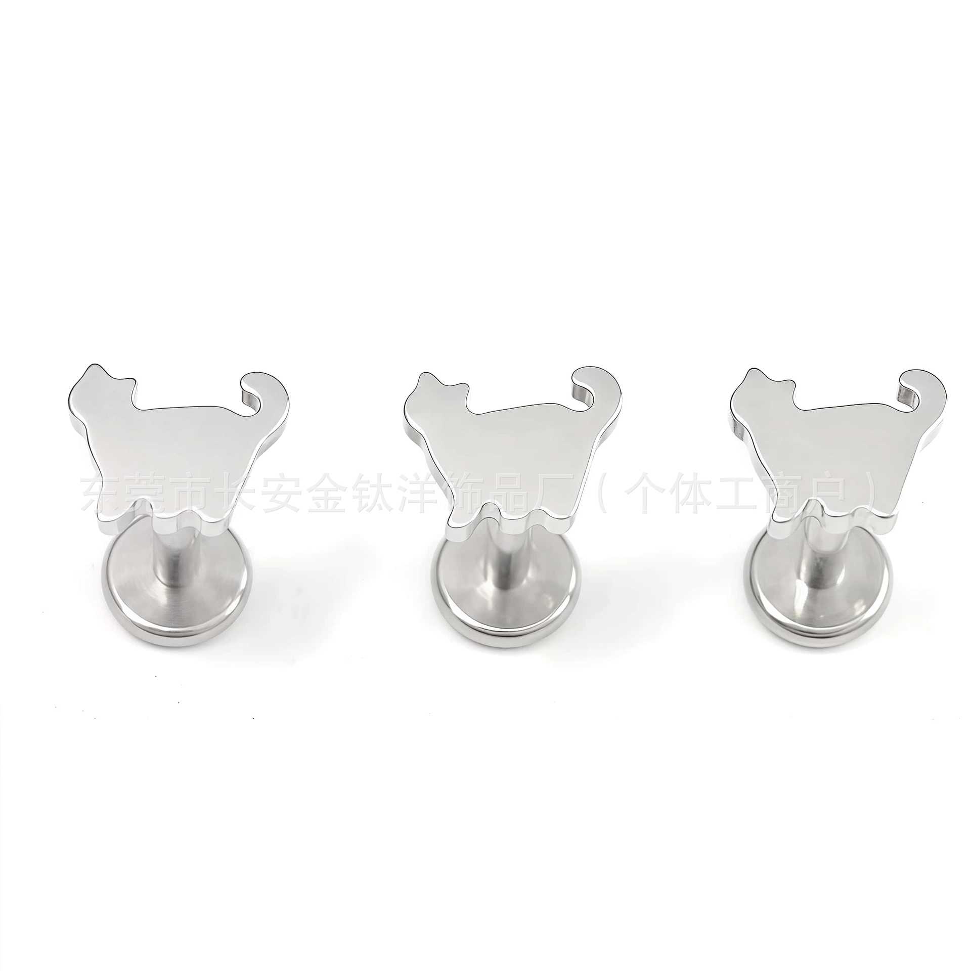 F136 Titanium Cute Chubby Cat Kitten Earrings Cat Lip Studs G23 Titanium Alloy Body Piercing Jewelry Ear Cartilage Studs detail image 8