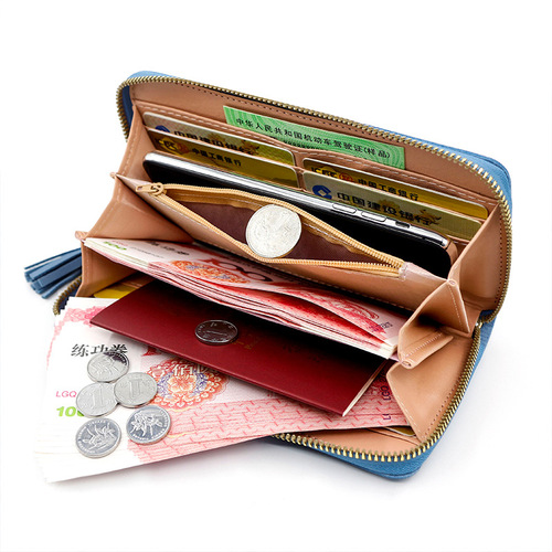 Korean style women's long wallet hand-held mobile phone bag wallet wallet women's long tassel zipper clutch