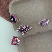 甜酷Y2K辣妹风珐琅滴油复古可爱熔岩戒指 时尚百搭叠戴手工指环