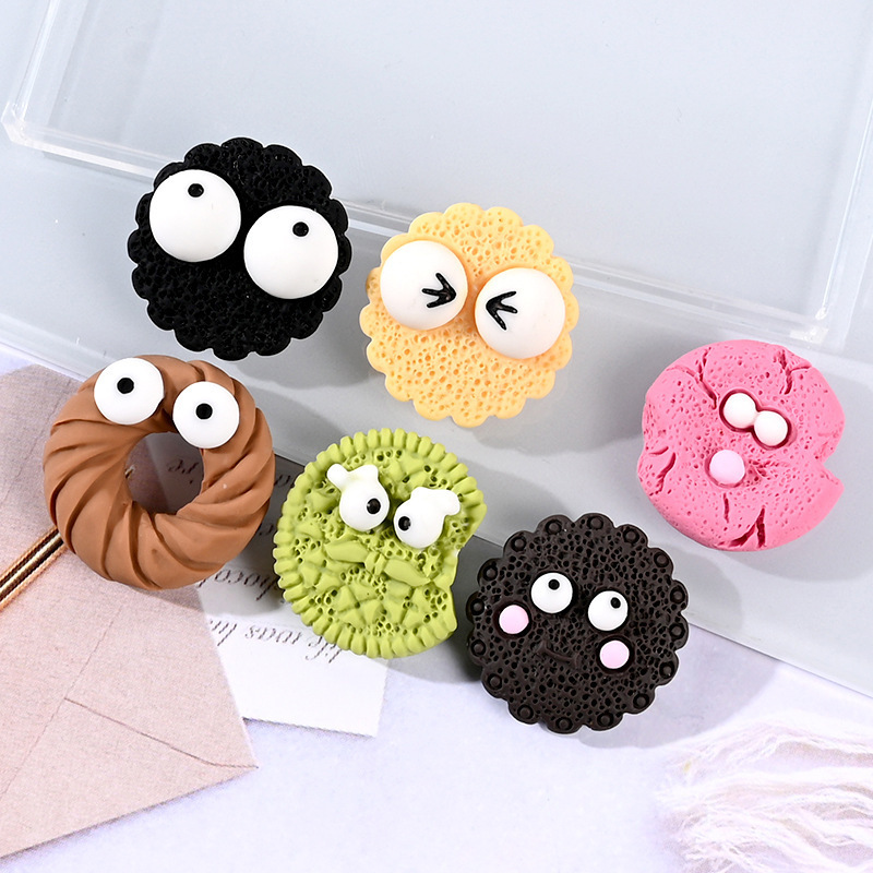 Cartoon Coal Ball Expression Biscuit Jewelry Resin Small Accessories DIY Cream Glue Cup Homemade Hair Accessories Patch