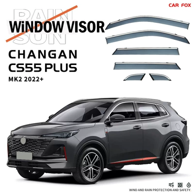 Rain shield — Window visor - standard-packing-without-logo-changan-cs55-plus-mk2-mk3-mk4-2022-pc-with-bright-strip-rain-shield-6pcs