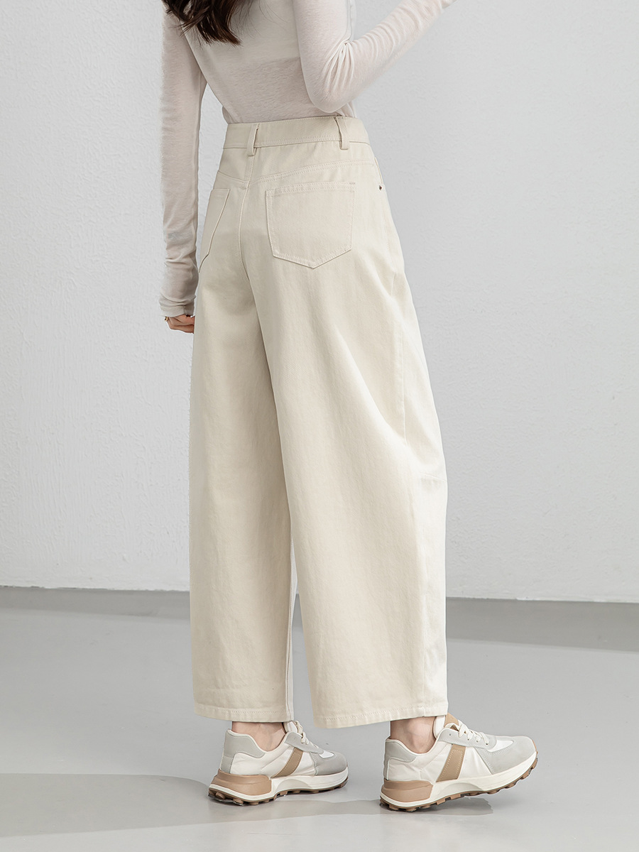 Quần culottes nữ ống rộng cạp cao dáng balloon form rộng — Màu khói