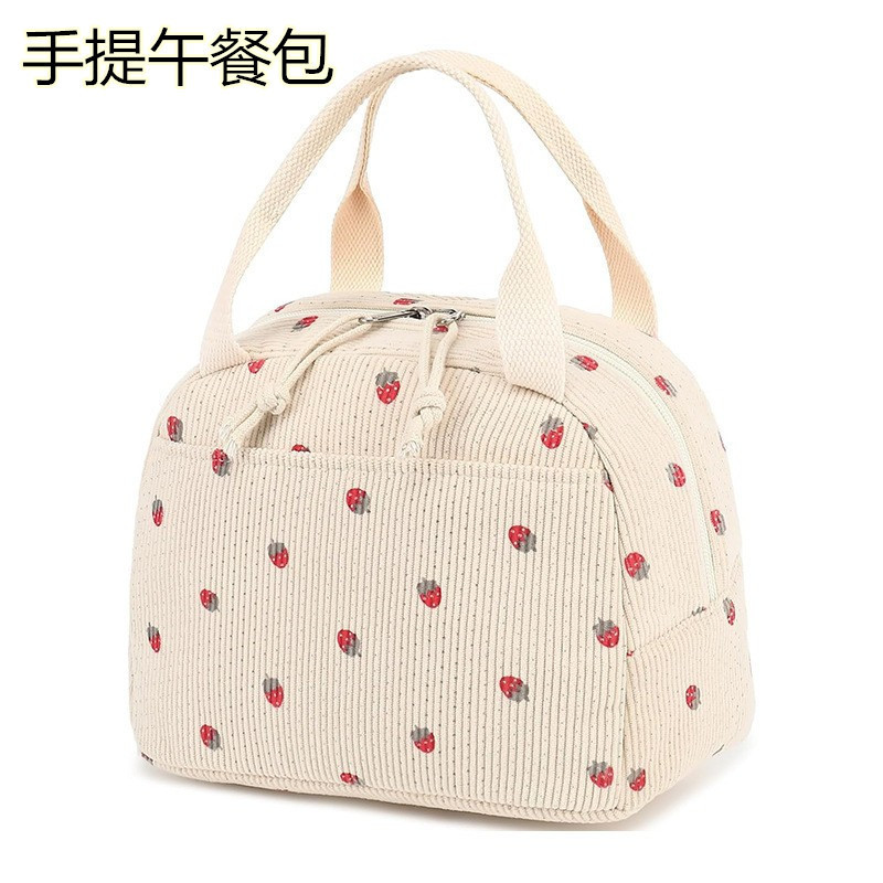 New Corduroy Large-Capacity Lunch Bag for Students and Office Workers, Insulated Lunch Bag, Casual Outing Portable Handbag