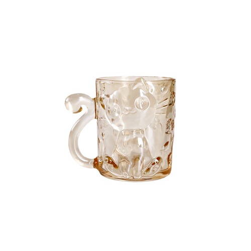 Japanese hand-painted embossed glass cup cute girl heart bunny cup couple style coffee cup creative home cartoon cup