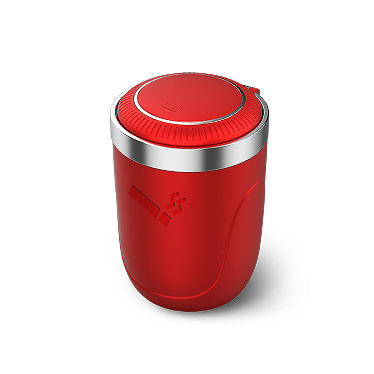 (New Link) Car Ashtray with Metal Liner, One-Touch Opening, and Soft Lighting