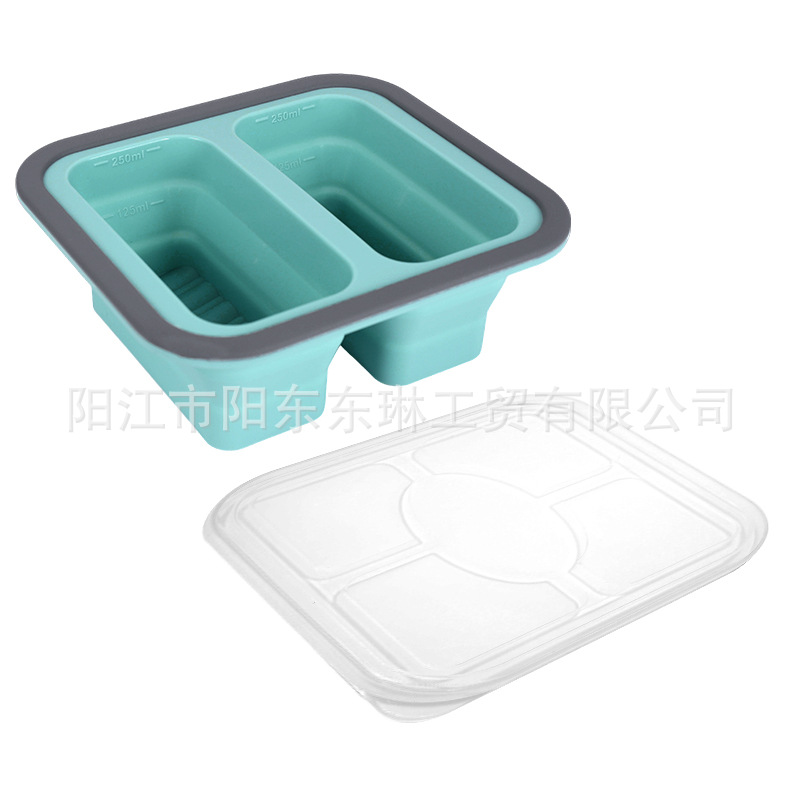 Transfronteriza venta caliente de silicona plegable caja de almuerzo caja de almuerzo caja de preservación de alimentos calentada por microondas caja de envasado