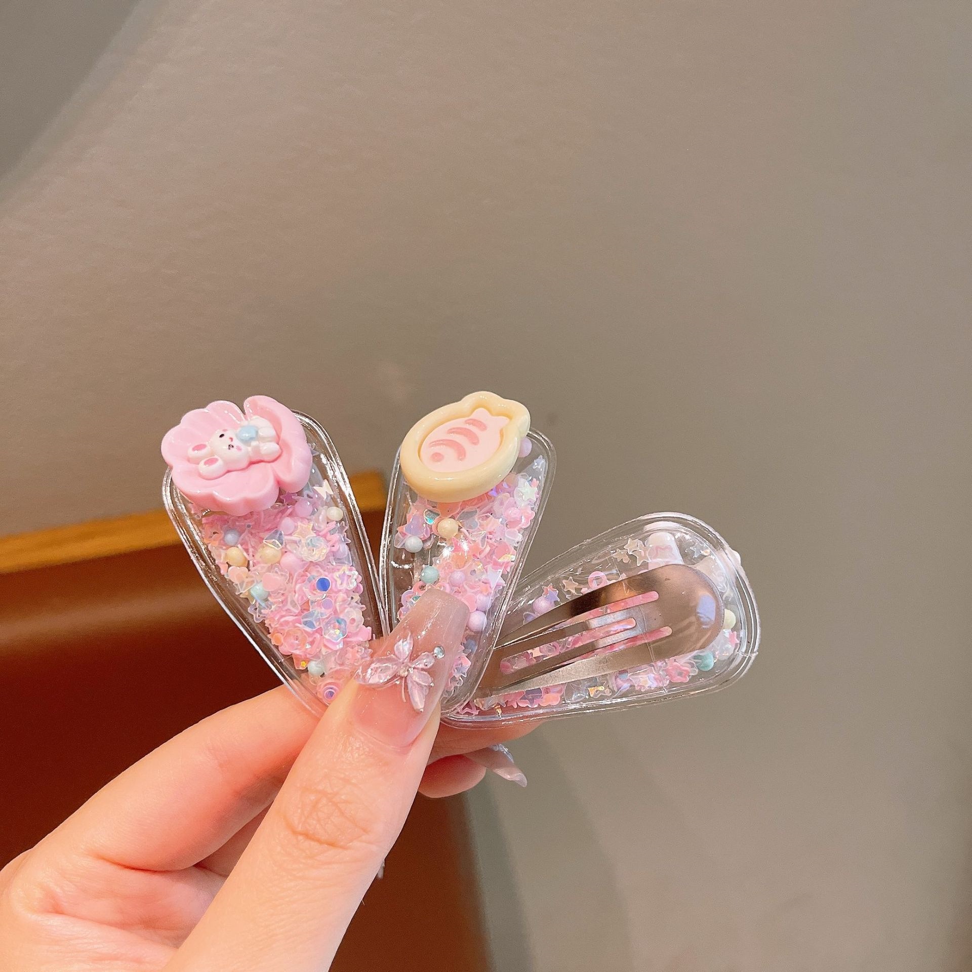Pony Paulie clip de cabello para niños niñas dibujos animados arena flotante esquinilla clip de cabello bebé clip de cabello lateral para niñas adornamiento para el cabello