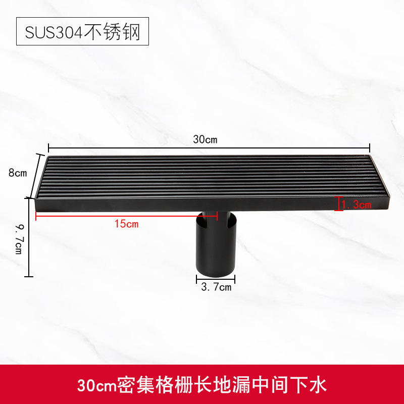Desagüe de piso negro de acero inoxidable baño ducha desodorante antibloqueo tira cocina y baño cuadrado con incrustaciones de azulejos lavadora