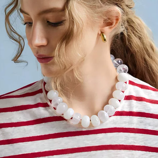 Cross-Border European and American Best-Selling Colorful Large Acrylic Beads Handmade Beaded Necklace Holiday Style Women's Choker