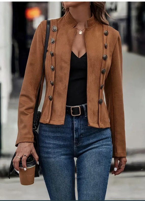 Women's Retro Double-breasted Velvet Jacket For Elegant Autumn_voghion.com