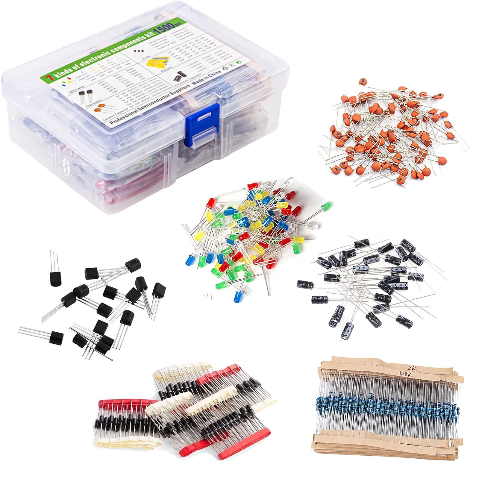 1400Pcs 1500Pcs 6-7 Kinds of Component Boxes, Component Package Kits, Light-Emitting Diode and Triode Ceramic Package
