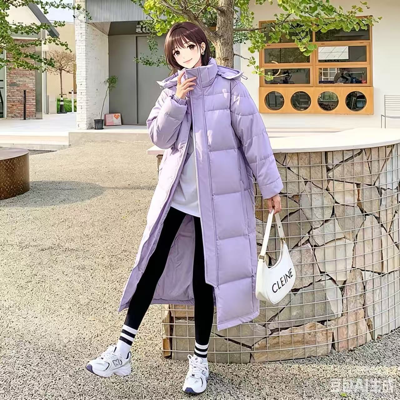 New Winter Long down Jacket, Thickened Over-The-Knee School Uniform Style, Same Style for Men and Women, with Wide Hood and Water-Resistant