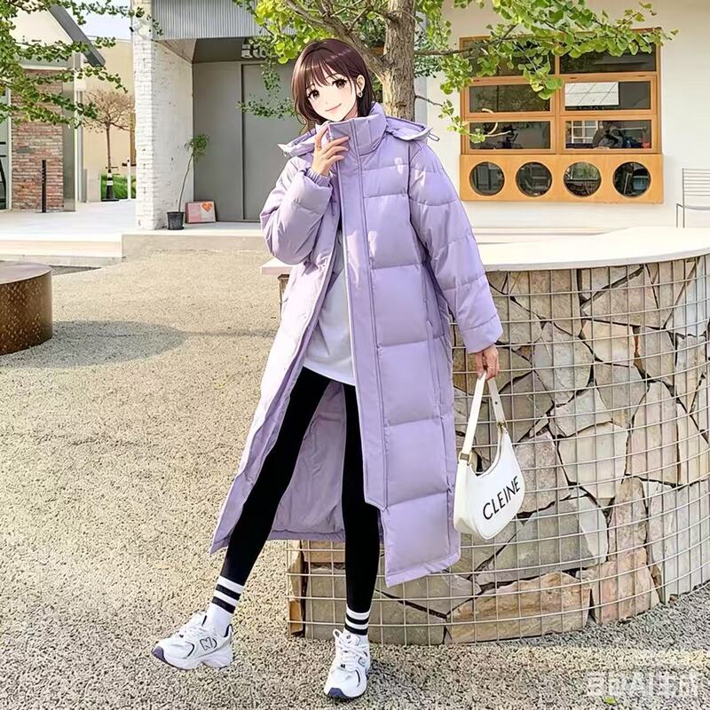 New Winter Long down Jacket, Thickened Over-The-Knee School Uniform Style, Same Style for Men and Women, with Wide Hood and Water-Resistant New Winter Long down Jacket, Thickened Over-The-Knee School Uniform Style, Same Style for Men and Women, with Wide Hood and Water-Resistant