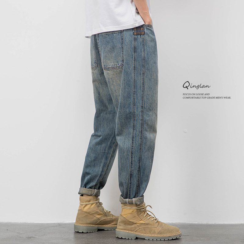 Vintage Casual Jeans Men's Trendy Brand American Style Straight Loose Martin Boots Pants with Trousers for Spring and Autumn Vintage Casual Jeans Men's Trendy Brand American Style Straight Loose Martin Boots Pants with Trousers for Spring and Autumn