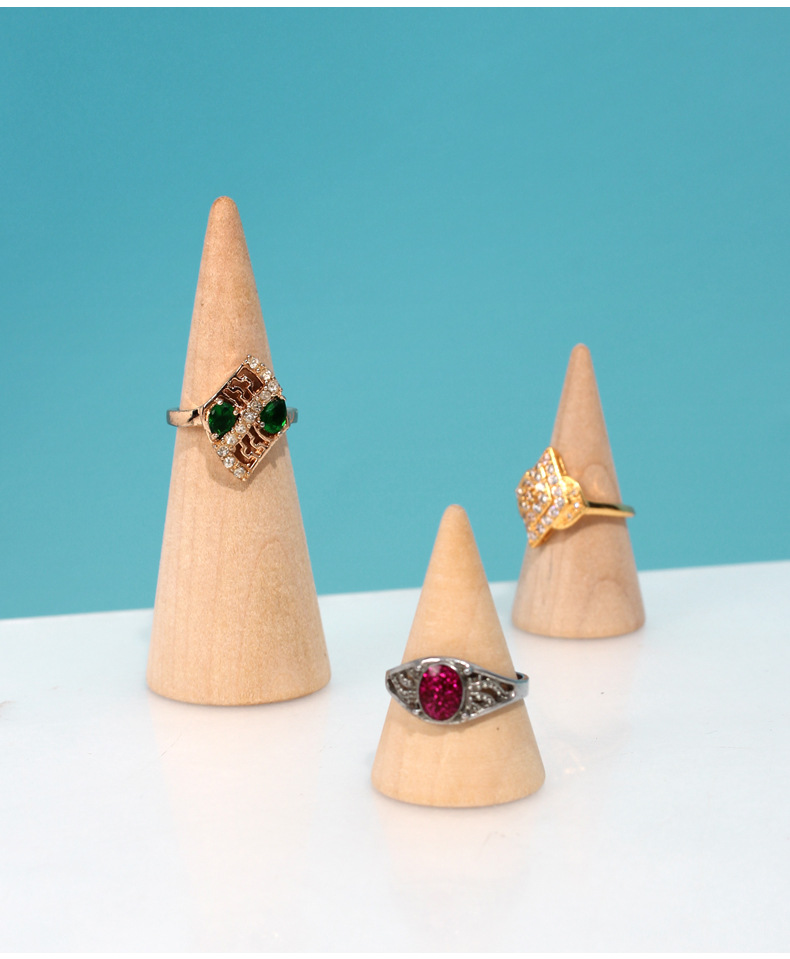 Simple Style Conical solid wood Ring stand Jewelry Rack