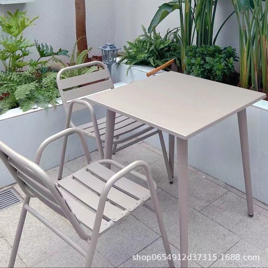 Mesas y sillas al aire libre aleación de aluminio al aire libre impermeable protección solar patio jardín de ocio balcón al aire libre té con leche café exterior