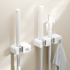 【心造】壁掛け式モップクリップトイレ穴なし多機能モップフック強力ほうきクリップ