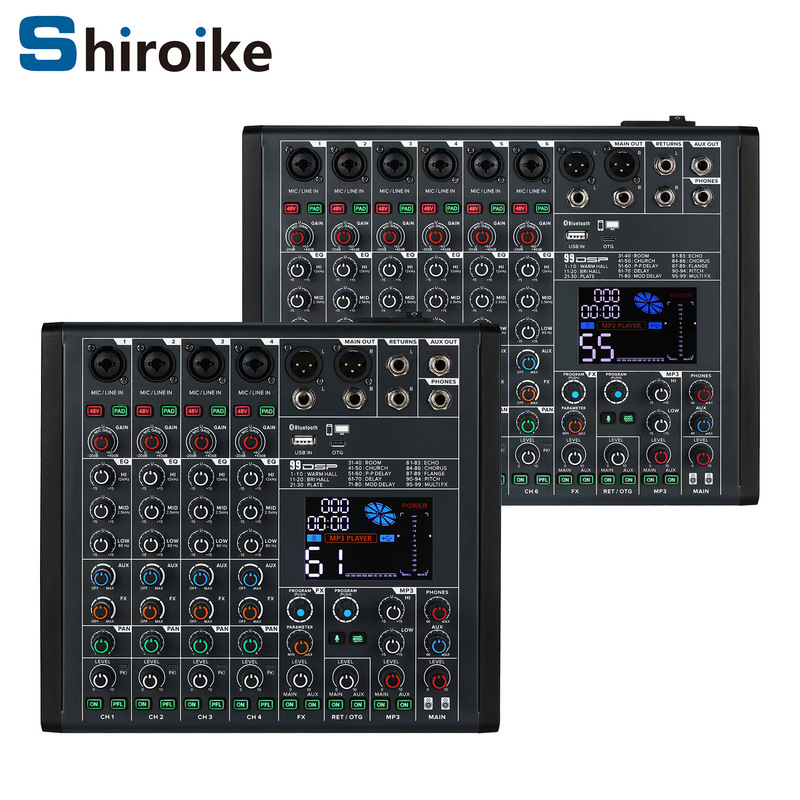 Factory Direct Supply 4-Channel Mixer with Bluetooth Otg + 99 Dsp Effects, 48V Phantom Power, Dedicated for Live Streaming and Karaoke Factory Direct Supply 4-Channel Mixer with Bluetooth Otg + 99 Dsp Effects, 48V Phantom Power, Dedicated for Live Streaming and Karaoke