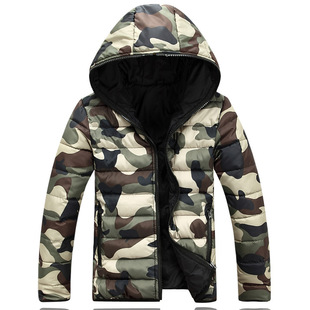 Amazon AliExpress new camouflage cotton-padded coat men's clothing plus size loose hooded casual cotton-padded coat winter clothing source wholesale