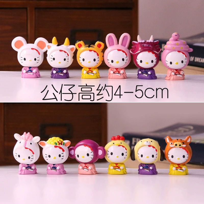 Мини-фигура Hello Kitty с аксессуарами, симпатичная коллекционная кукла, набор 4 см, мультистиль