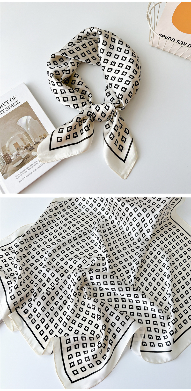 40g Weight Silk Scarf Classification Outdoor, Travel Occasion Polyester Material Printing Pattern Spring&Summer Season Women's Gender Printing Design Elegant Style Women's Elegant Printing Polyester Printing Silk Scarf 27
