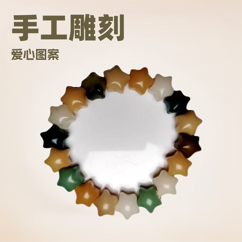 菩提根雕刻星星款手串多宝色爱心桃绕指柔网红学生手链厂家供应