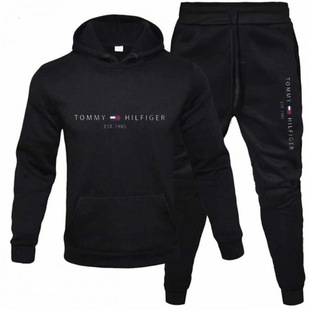 2023 men's casual suit thickened sweater printed logo printing two pieces suit hooded sportswear Foreign Trade men's clothing