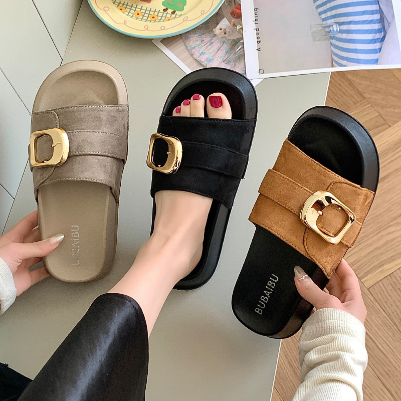 High-End Women's Summer Outer Wear Round-Toe Flip-Flops Casual Women's Sandals 2025 New Cross-Border Wholesale