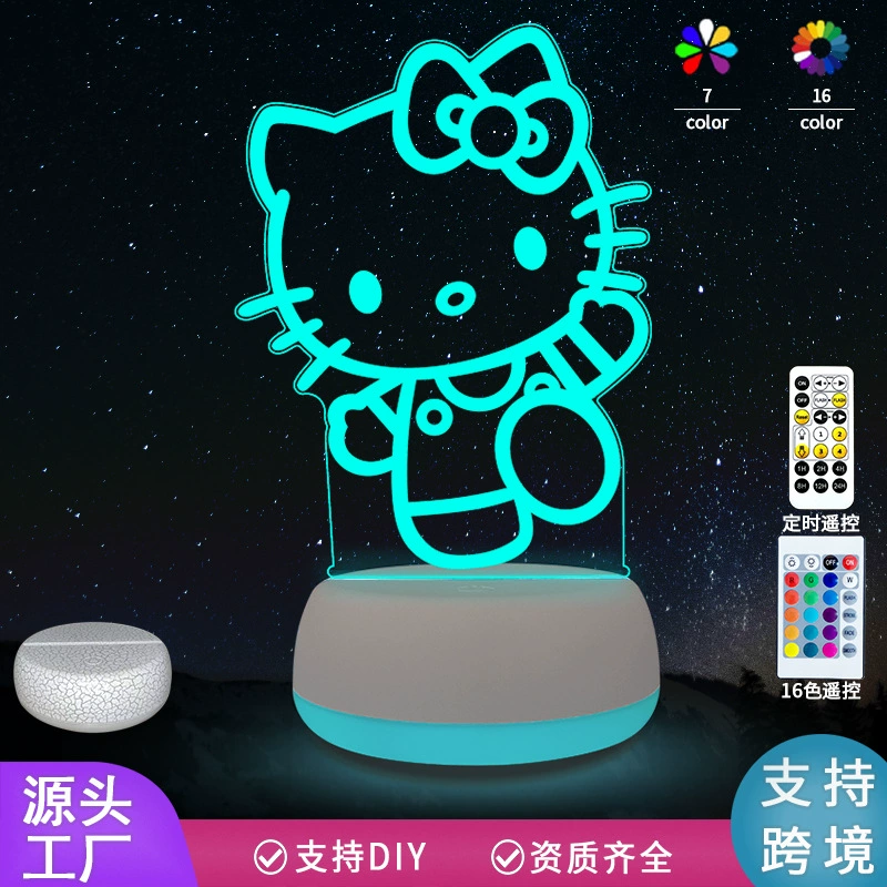 Hello Kitty, атмосферная акриловая ночная лампа, (), 3D, подарок на день рождения, оптом