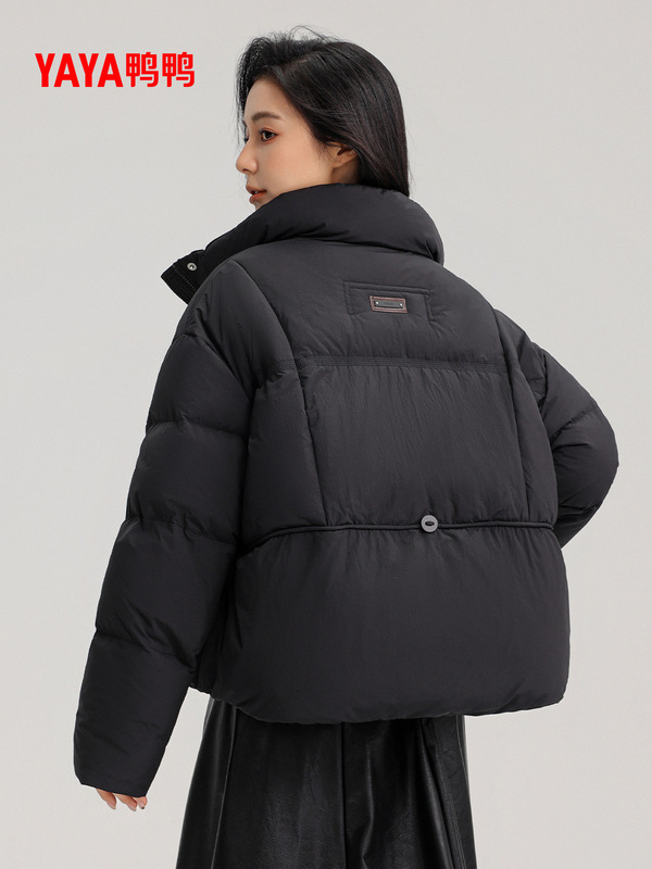 鸭鸭羽绒服2025秋冬新品短款立领小个子面包服宽松加厚保暖外套F|undefined