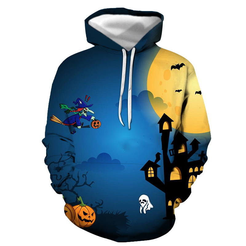 Capa de viento de Halloween que deambulan por Europa y América Halloween Street Guard Tendencia Castle 2024 Ropa femenina para hombres Top Camisa 3D Sello