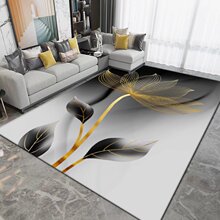 现代简约几何抽象客厅地毯3D印花方形卧室地毯地垫水晶绒防滑地毯