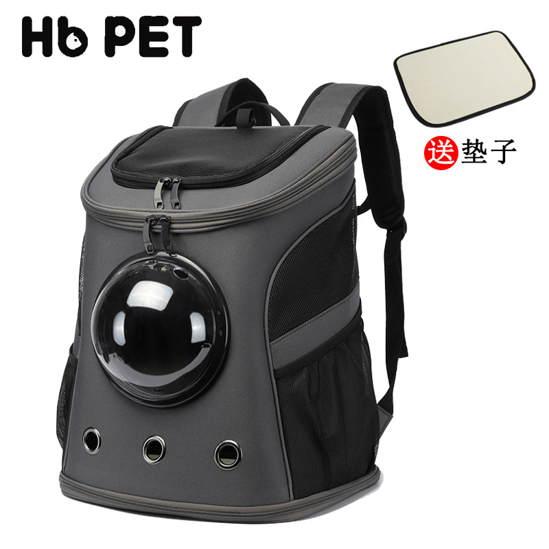 汉邦跨境亚马逊宠物包 外出便捷双肩太空猫包 透明折叠宠物背包