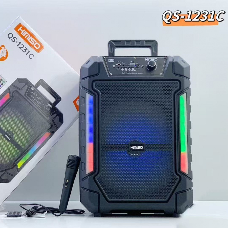 12-Inch 100W Colorful Rgb Light Mobile Audio Karaoke Outdoor Square Dance Audio Super Volume Dual Microphone