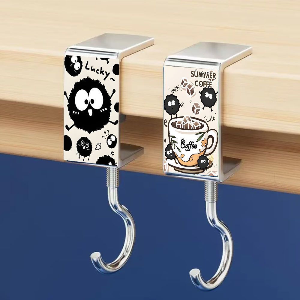 gancho de bolsas de carbón de dibujos animados para estudiantes de escritorio fuerte portante sin perforación móvil sin clavos gancho general portátil
