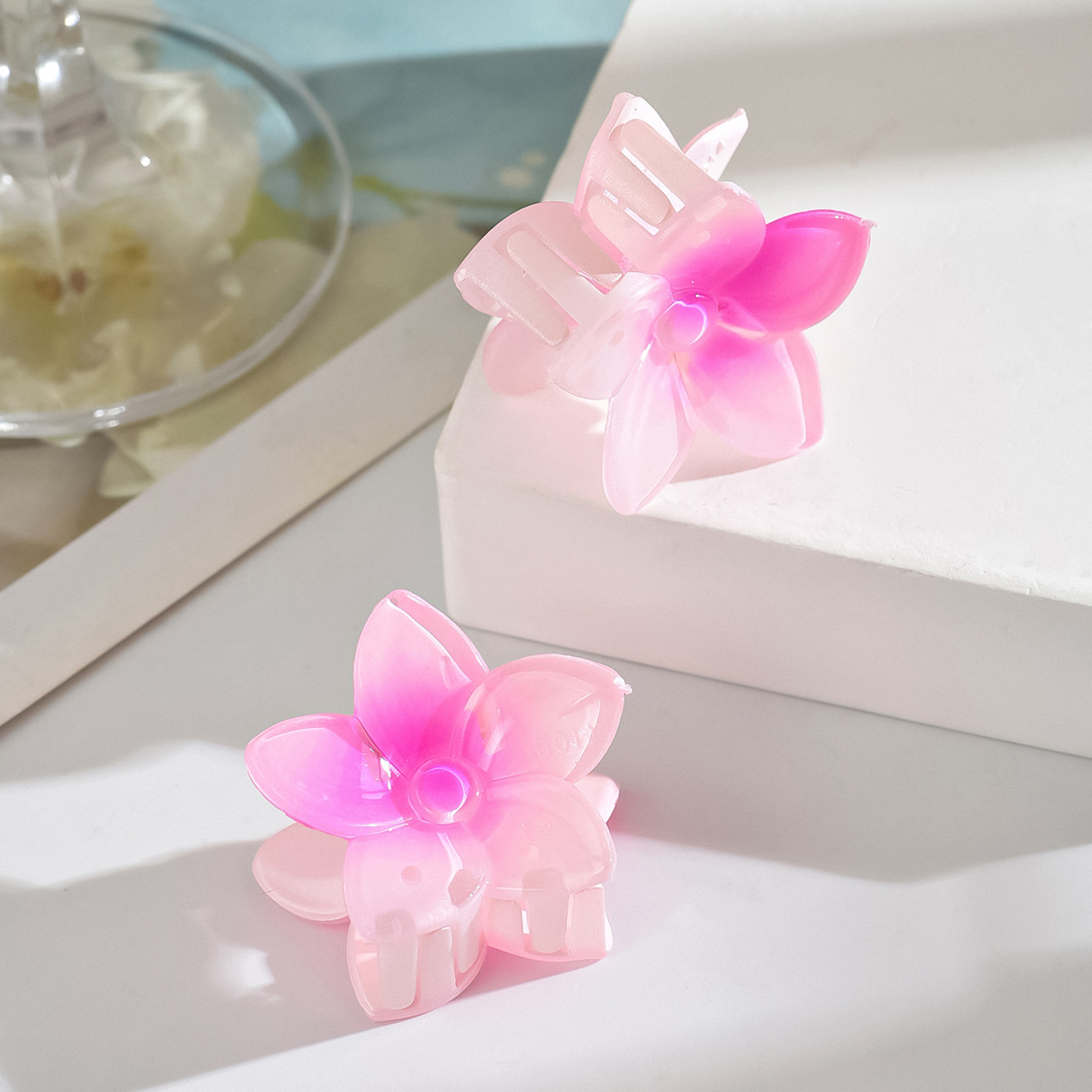 Horquilla de flor, color de flor puntiaguda, media corbata de tamaño mediano, agarre de pelo, pinza de cola de caballo alta, horquilla dulce esmerilada, hembra 4cm