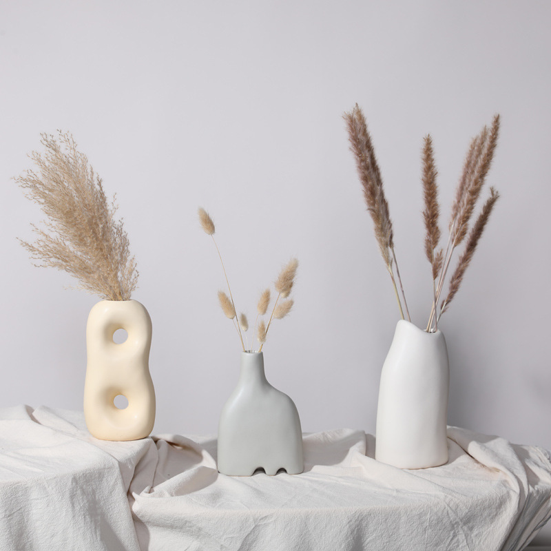 Nórdico simple ins estilo florero de cerámica simple personalidad creativa Sala entrada en forma pequeño calibre decoración la flor