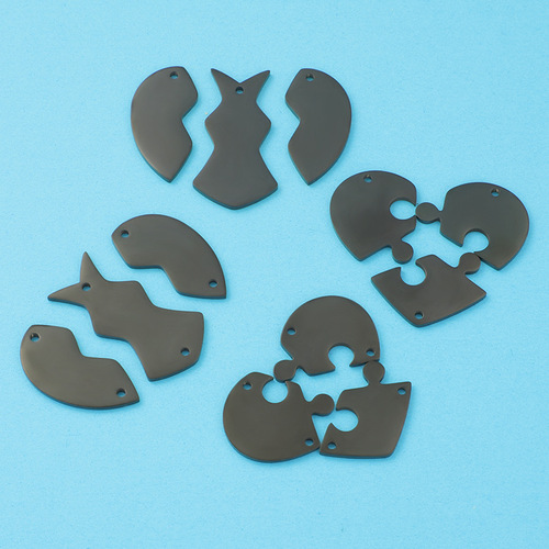 New style mirror titanium steel three-piece detachable large heart puzzle with single and double holes inside DIY jewelry accessories