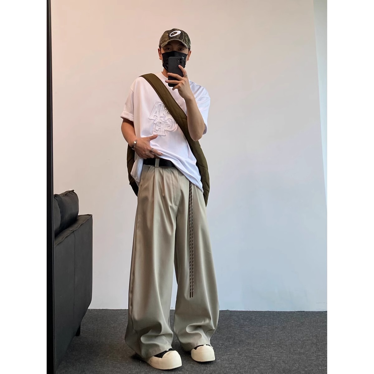 American Retro Commuter Drapey Scimitar Casual Pants Men's Summer New Straight-Leg Dress Pants Loose Trendy Wide-Leg Trousers