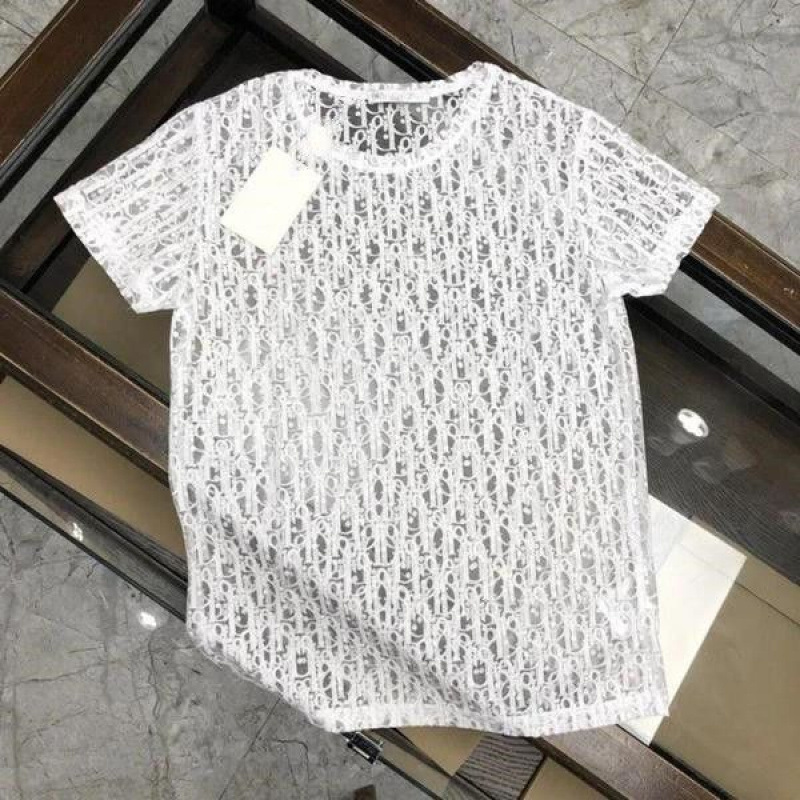 Transparent Top Tulle Lace Men's Ice Silk Men's T-Shirt Nylon Cut Out Breathable Trendyy T-Shirt Mesh T-Shirt Trendy Men