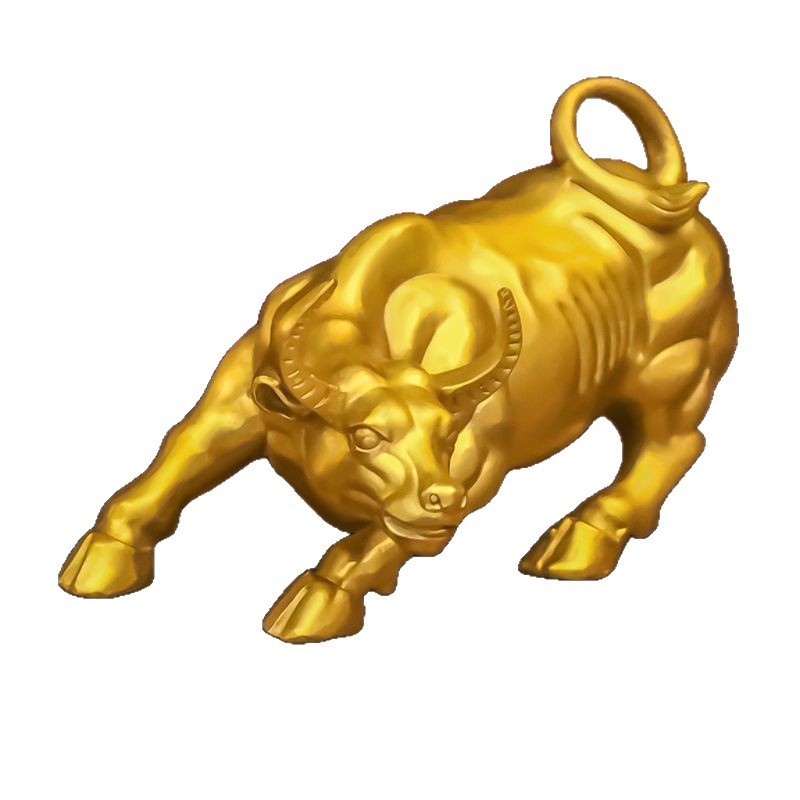 华尔街铜牛摆件金牛气冲天工艺品办公室桌牛市全黄铜牛摆件黄铜|undefined