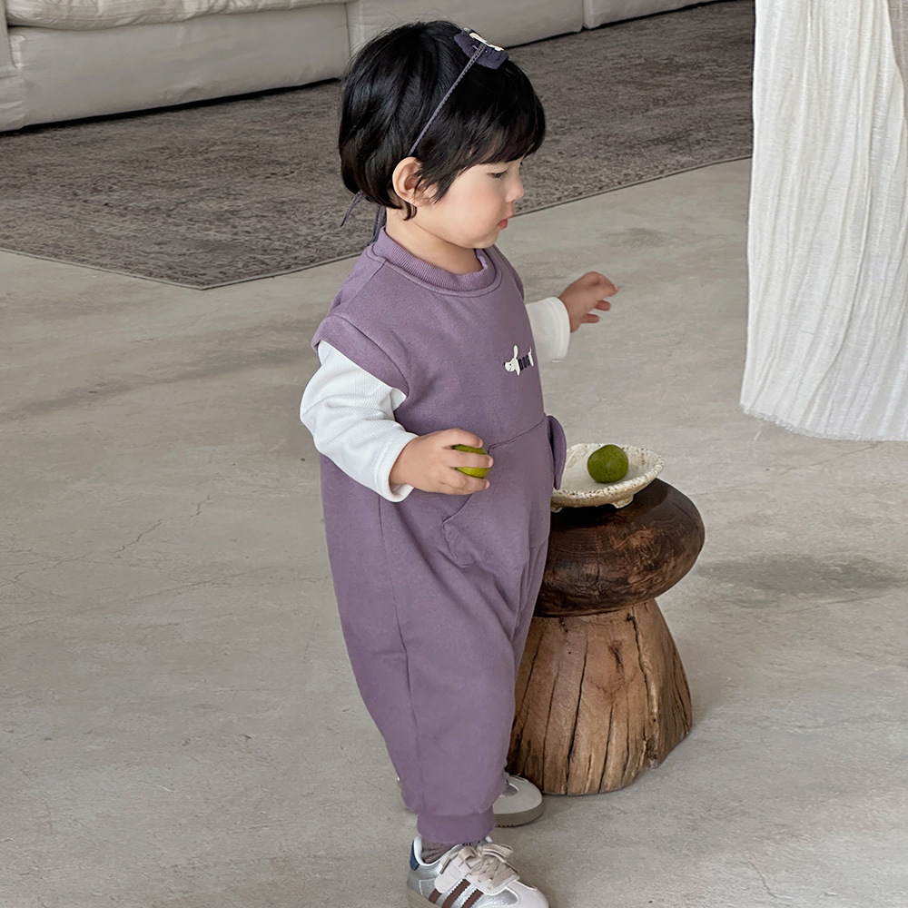 Ropa de bebé 2024 otoño e invierno mameluco de bebé de una pieza de dos piezas falsas más gamuza de terciopelo ropa para niños coreanos mameluco de manga larga para bebés