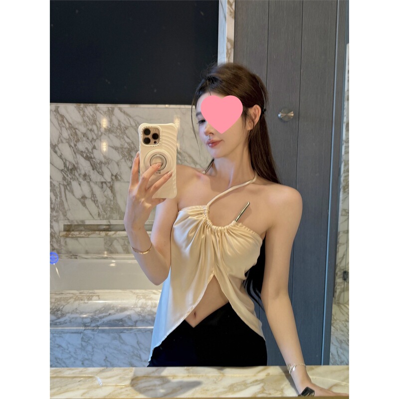 Sexy Halter Neck Camisole for Women, Summer Design, Niche Style, Irregular Sleeveless Top for Hot Girls Sexy Halter Neck Camisole for Women, Summer Design, Niche Style, Irregular Sleeveless Top for Hot Girls