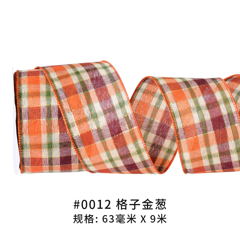 跨境圣诞节彩带RIBBON办公文化蝴蝶结感恩节装饰品秋收格子拷克带|undefined